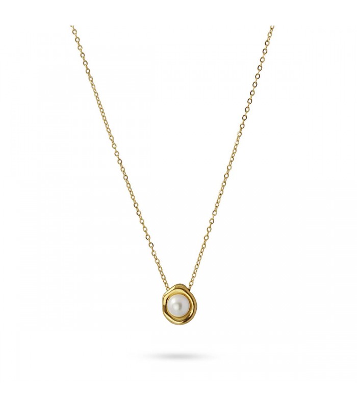 COLLAR ACERO PERLA BCO493