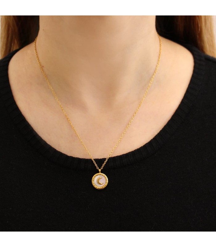 COLLAR ACERO LUNA BCO492