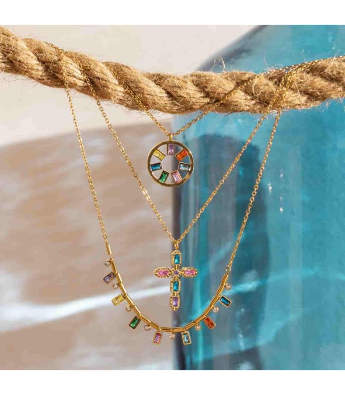COLLAR ACERO Y CIRCONITAS BCO324