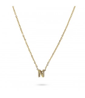 COLLAR INICIAL ACERO CON CIRCONITAS BCO555