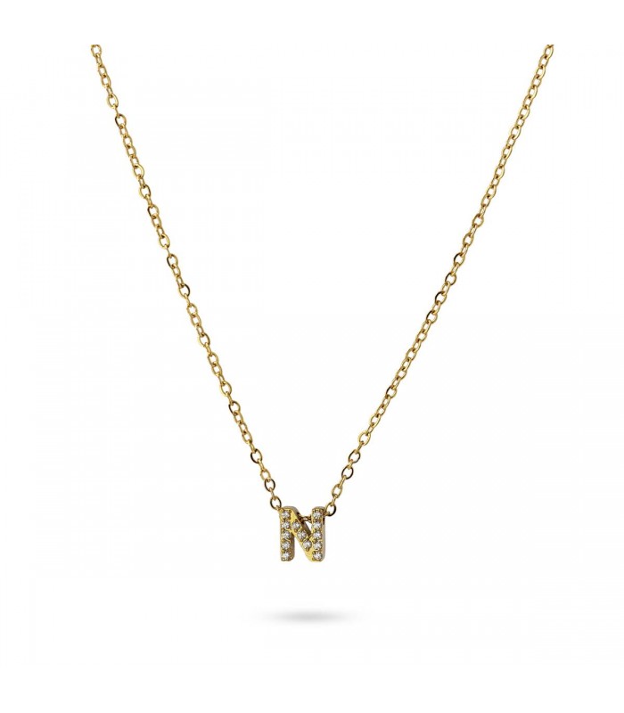 COLLAR INICIAL ACERO CON CIRCONITAS BCO555