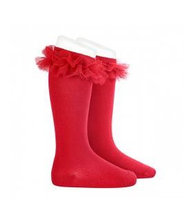 CALCETIN ALTO PUNTO LISO CON TIRA TUL FRUNCIDO 2.494/2