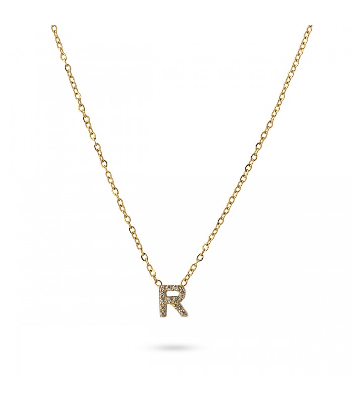 COLLAR INICIAL ACERO CON CIRCONITAS BCO555