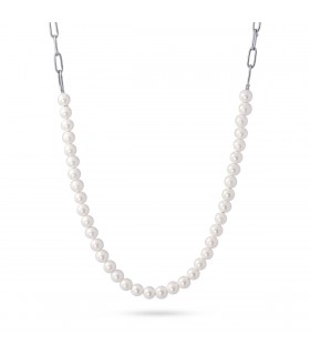 COLLAR ACERO CON PERLAS BCO484