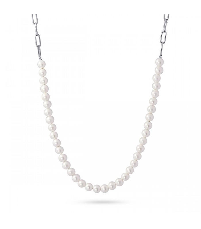 COLLAR ACERO CON PERLAS BCO484