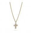 COLLAR ACERO CRUZ CON PERLAS BCO709