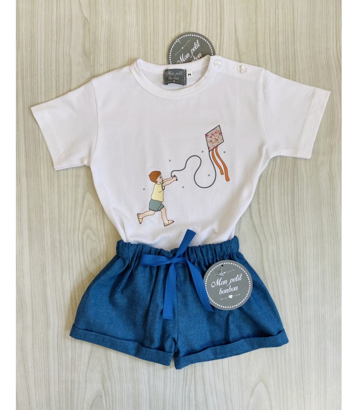 CONJ.NIÑO CAMISETA+PANTALON COMETA MON PETIT BONBON VM015/9