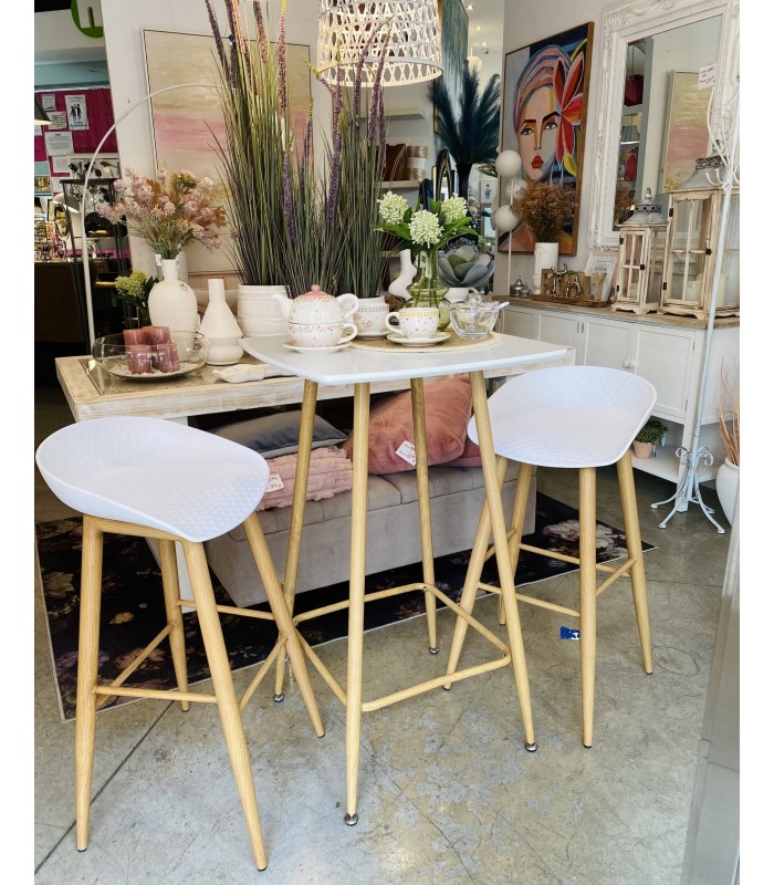 SET MESA ALTA + 2 TABURETES NORDIC