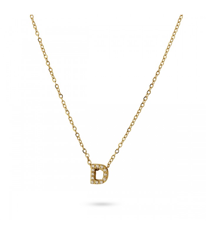 COLLAR INICIAL ACERO CON CIRCONITAS BCO555