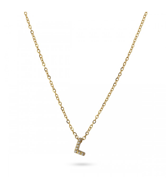 COLLAR INICIAL ACERO CON CIRCONITAS BCO555