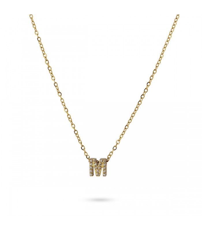 COLLAR INICIAL ACERO CON CIRCONITAS BCO555