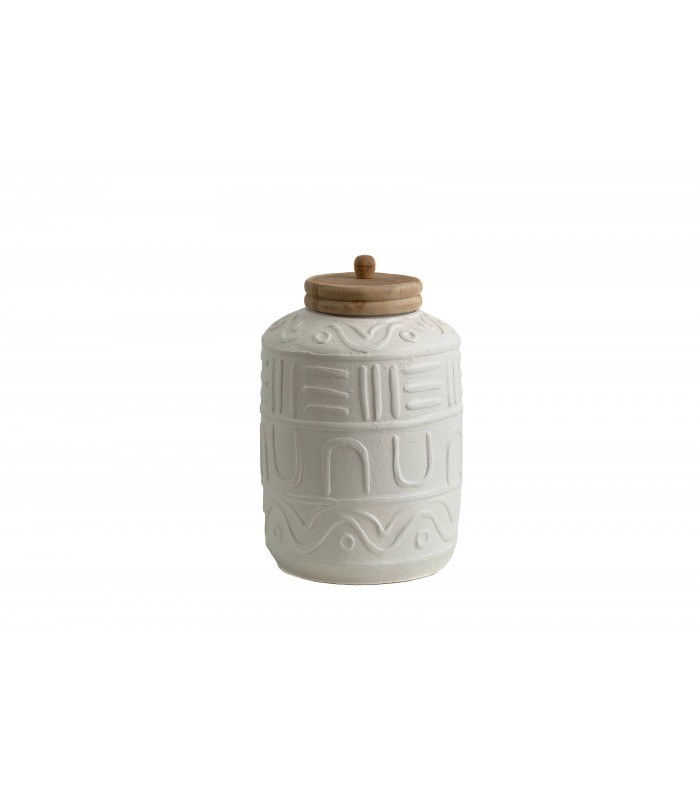 BOTE CERAMICA C/TAPA BLANCO 47-2534
