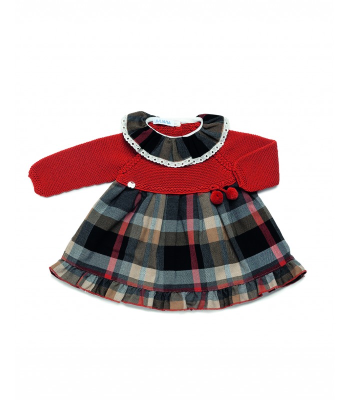 VESTIDO CUADROS PUNTILLA 24641