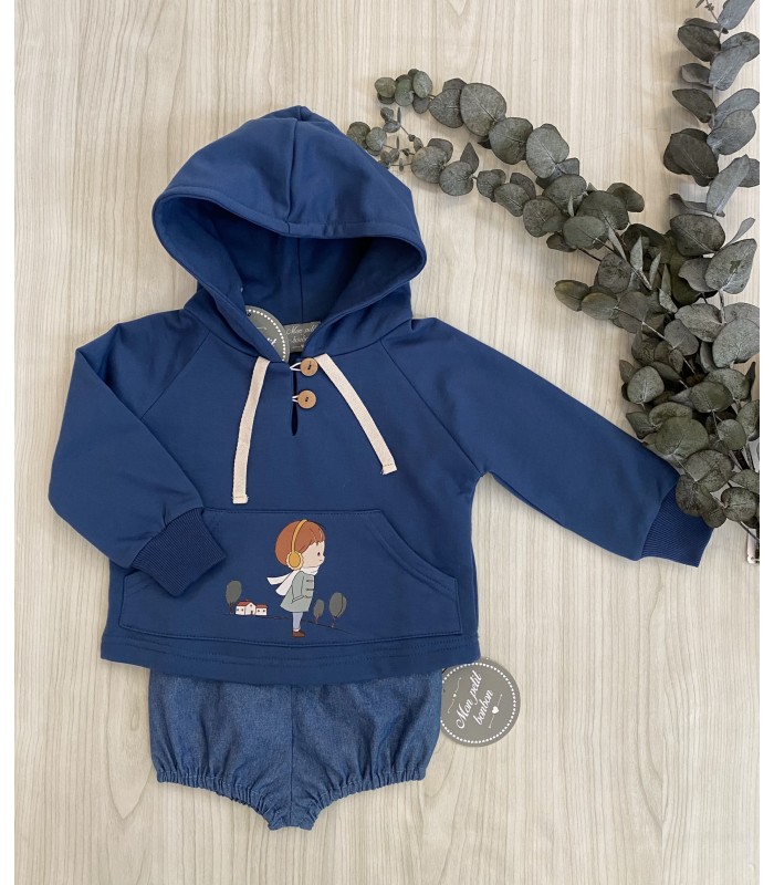 SUDADERA+ESTRICADO DENIM IM313/5 MON PETIT BONBON