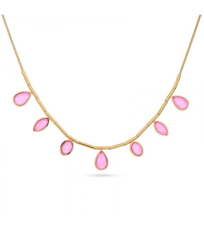 COLLAR ACERO Y CRISTAL CAMOMILA BCO926