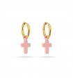 PENDIENTES ACERO Y ESMALTE CRUZ LATINA DPE086