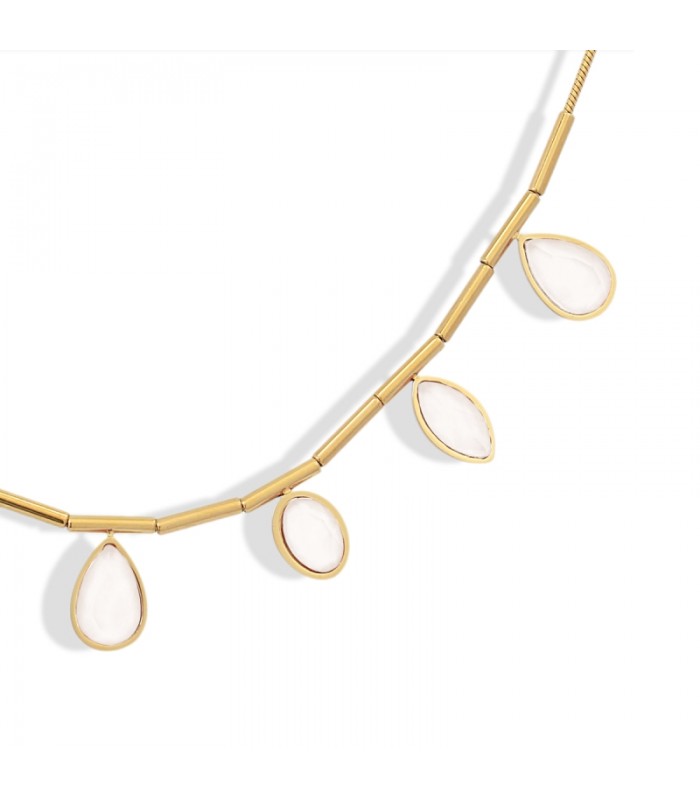 COLLAR ACERO Y CRISTAL CAMOMILA BCO926