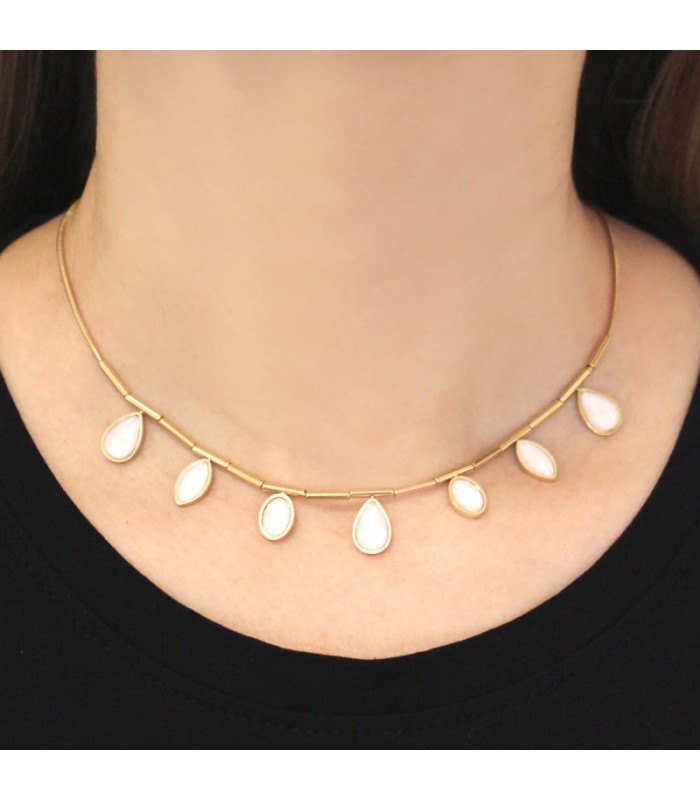 COLLAR ACERO Y CRISTAL CAMOMILA BCO926
