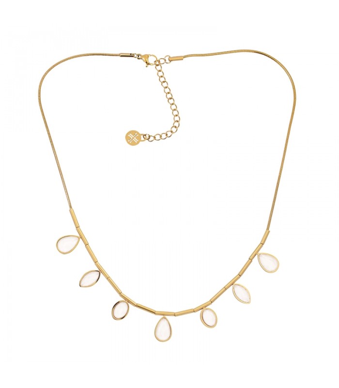 COLLAR ACERO Y CRISTAL CAMOMILA BCO926