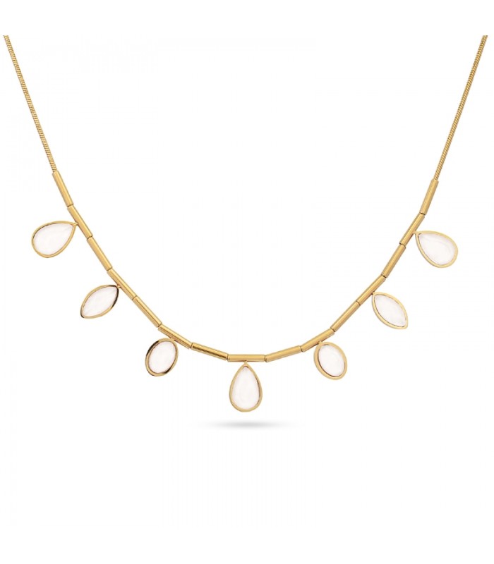 COLLAR ACERO Y CRISTAL CAMOMILA BCO926