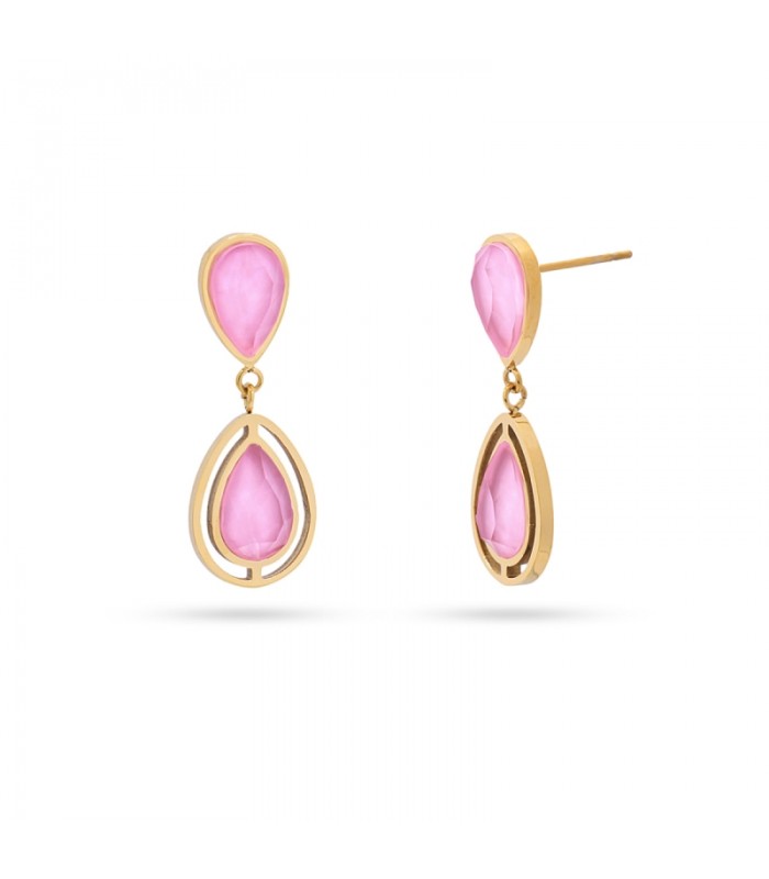 PENDIENTES ACERO Y PIEDRAS CRISTAL CAMOMILA DPE030