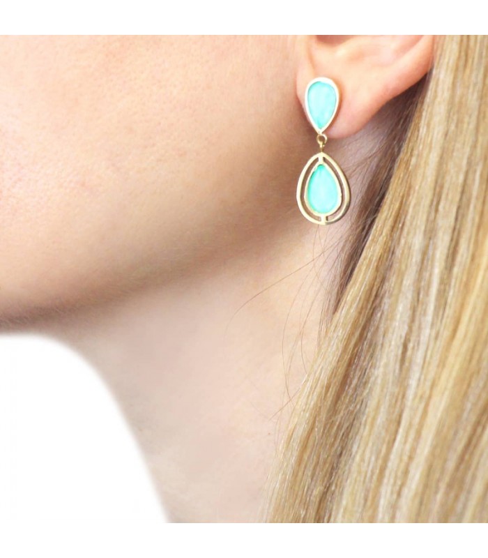 PENDIENTES ACERO Y PIEDRAS CRISTAL CAMOMILA DPE030