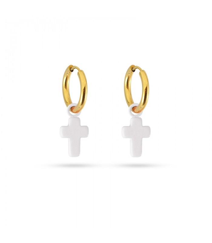 PENDIENTES ACERO Y ESMALTE CRUZ LATINA DPE086