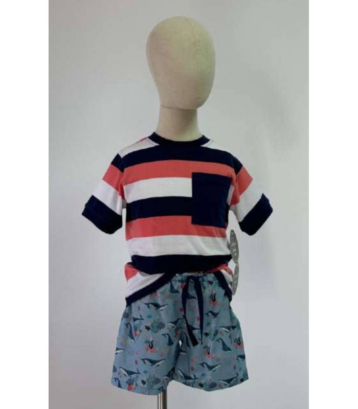 CAMISETA+BERMUDA FONDO MARINO MON PETIT BONBON VM038/43
