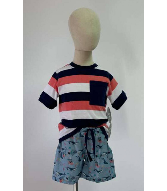 CAMISETA+BERMUDA FONDO MARINO MON PETIT BONBON VM038/43