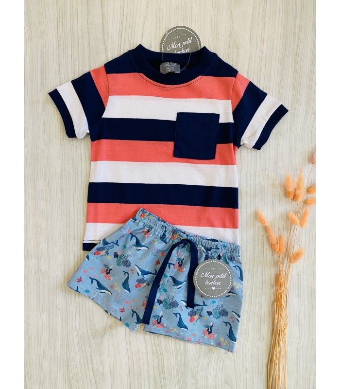 CAMISETA+BERMUDA FONDO MARINO MON PETIT BONBON VM038/43
