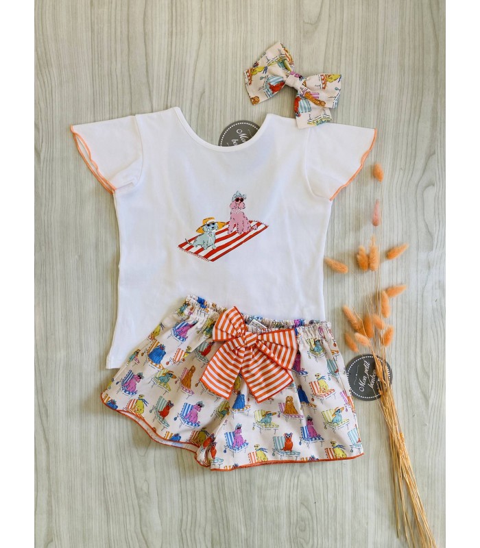 CAMISETA CORTA+SHORT PERROS MON PETIT BONBON VM200/4
