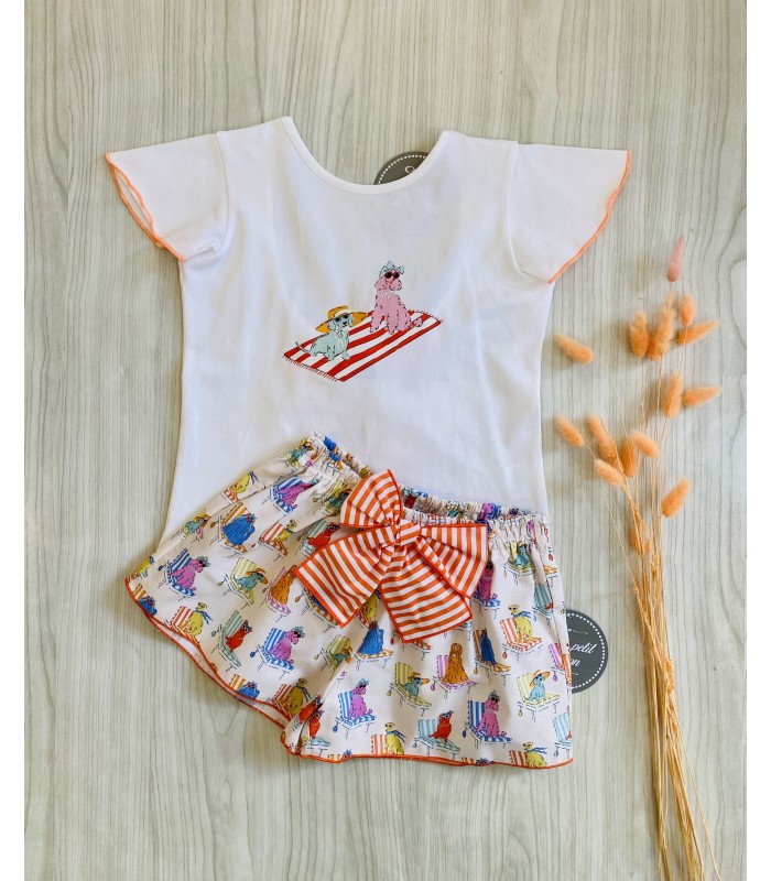 CAMISETA CORTA+SHORT PERROS MON PETIT BONBON VM200/4