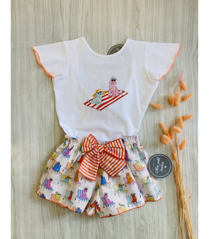 CAMISETA CORTA+SHORT PERROS MON PETIT BONBON VM200/4