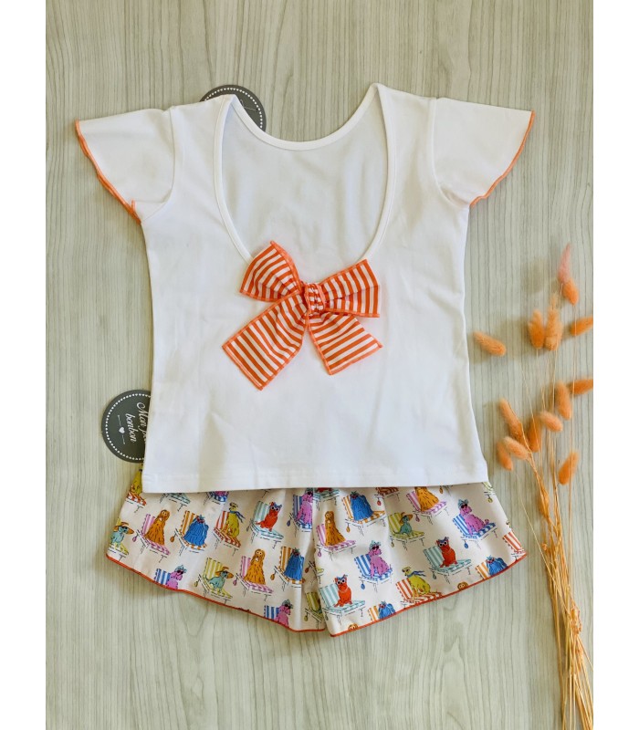 CAMISETA CORTA+SHORT PERROS MON PETIT BONBON VM200/4
