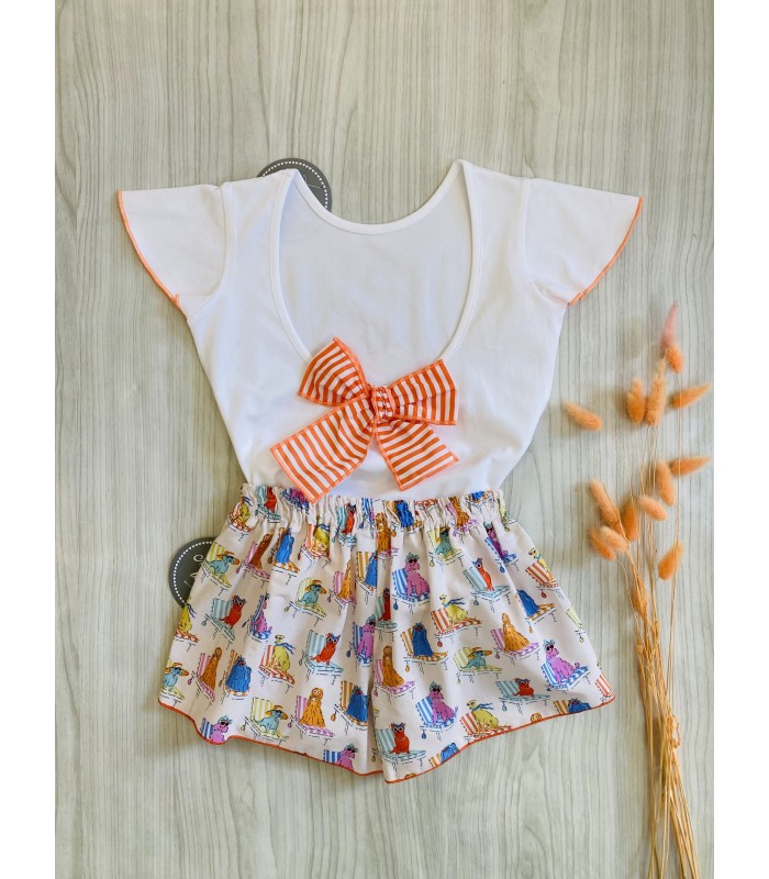 CAMISETA CORTA+SHORT PERROS MON PETIT BONBON VM200/4