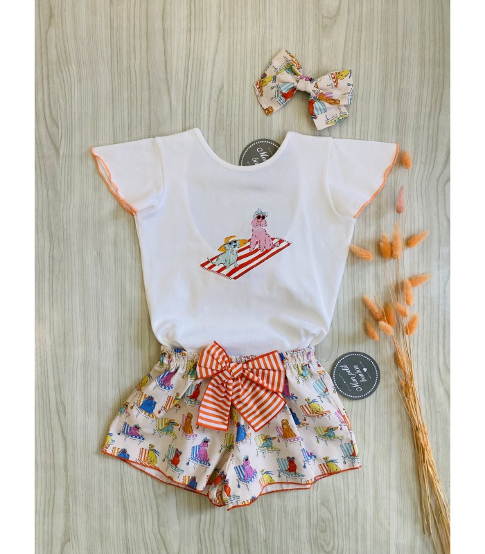 CAMISETA CORTA+SHORT PERROS MON PETIT BONBON VM200/4