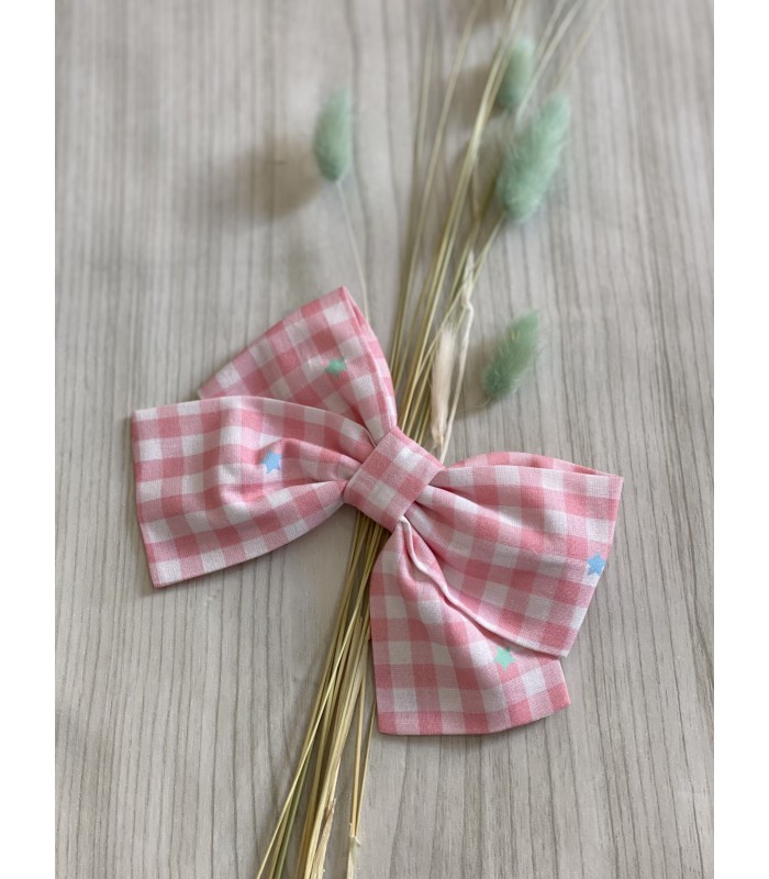 LAZO VICHY ROSA CON ESTRELLAS MON PETIT BONBON VM252