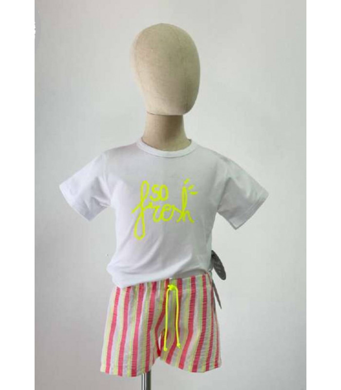 CAMISETA+BERMUDA RAYAS FLUOR MON PETIT BONBON VM177/043161