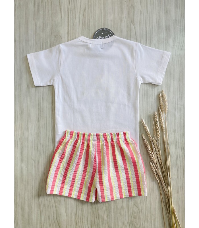 CAMISETA+BERMUDA RAYAS FLUOR MON PETIT BONBON VM177/043161
