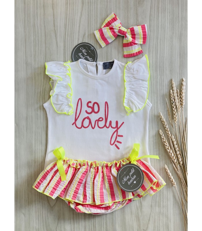 CAMISETA+BRAGUITA RAYAS FLUOR MON PETIT BONBON VM166/170