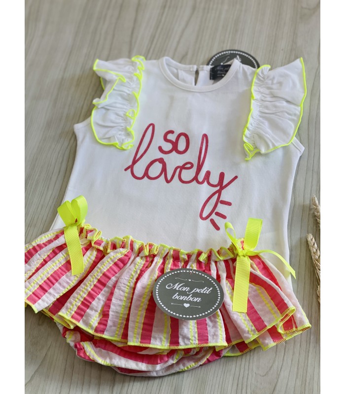 CAMISETA+BRAGUITA RAYAS FLUOR MON PETIT BONBON VM166/170