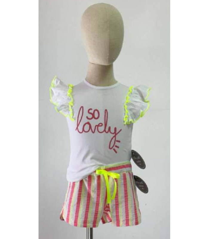 CAMISETA+SHORT RAYAS FLUOR MON PETIT BONBON VM170/173161