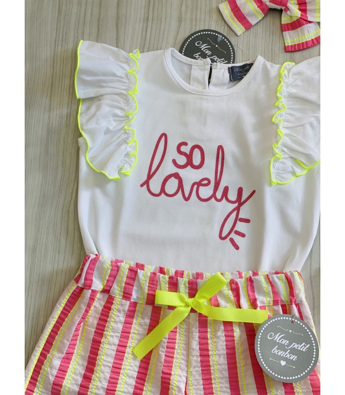 CAMISETA+SHORT RAYAS FLUOR MON PETIT BONBON VM170/173161
