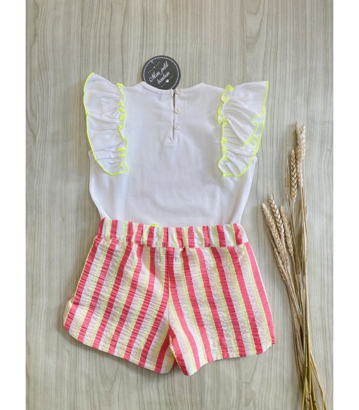 CAMISETA+SHORT RAYAS FLUOR MON PETIT BONBON VM170/173161