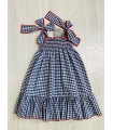 VESTIDO ELÁSTICO VICHY AZUL MON PETIT BONBON VM148
