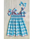 VESTIDO ELÁSTICO CUADROS TURQUESA MON PETIT BONBON VM05244