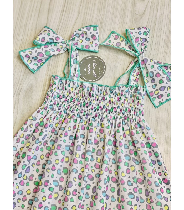 VESTIDO ELÁSTICO LEOPARDO MON PETIT BONBON VM052212