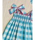 VESTIDO ELÁSTICO CUADROS TURQUESA MON PETIT BONBON VM05244