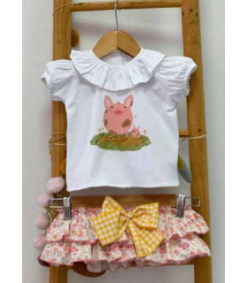 CAMISETA+BRAGUITA LIBERTY ROSA PIO PIO VP663