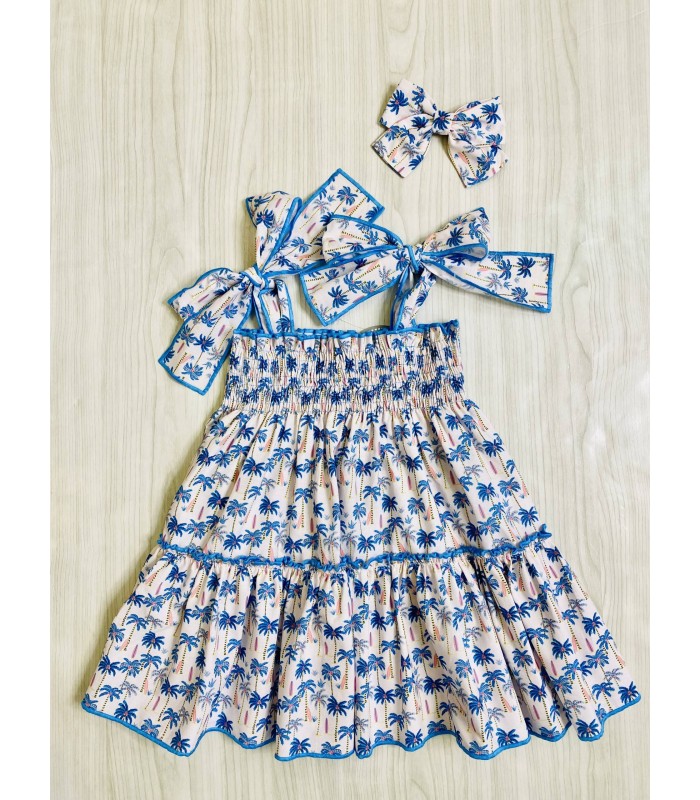 VESTIDO ELÁSTICO PALMERAS MON PETIT BONBON VM018179